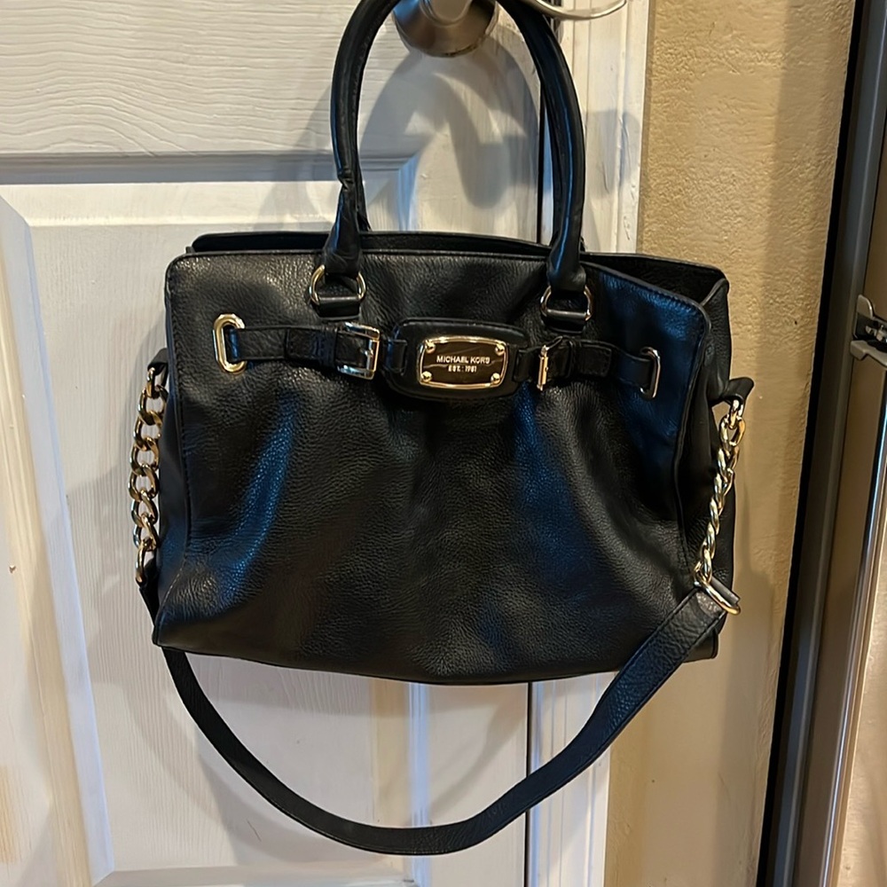 Michael Kors Black Leather Hamilton Tote Bag
